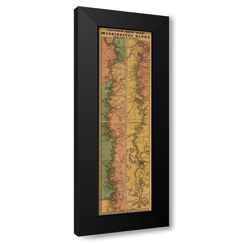 Mississippi River from Cairo to its mouth 1863 Black Modern Wood Framed Art Print by Vintage Maps