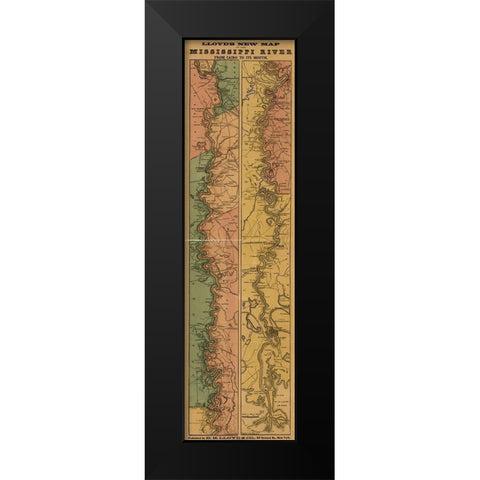Mississippi River from Cairo to its mouth 1863 Black Modern Wood Framed Art Print by Vintage Maps