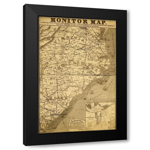 Eastern Seaboard in 1863 Black Modern Wood Framed Art Print with Double Matting by Vintage Maps