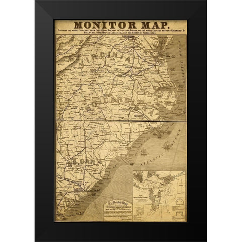 Eastern Seaboard in 1863 Black Modern Wood Framed Art Print by Vintage Maps