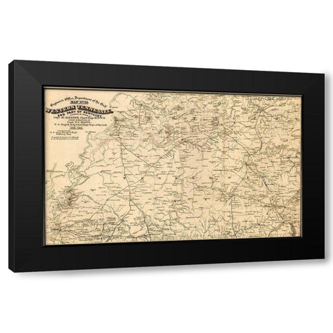 Western Tennessee and Part of Kentucky 1865 Black Modern Wood Framed Art Print by Vintage Maps