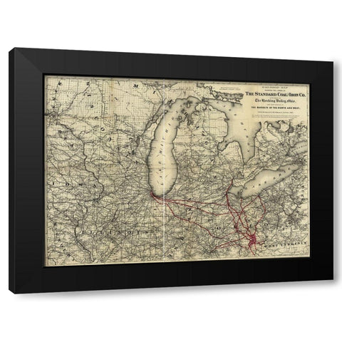 Standard Coal and Iron of Hocking Valley Ohio 1881 Black Modern Wood Framed Art Print with Double Matting by Vintage Maps
