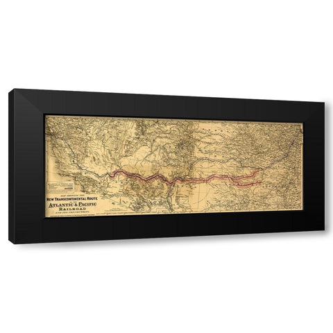 transcontinental route of the Atlantic and Pacific Railroad and its connections Black Modern Wood Framed Art Print with Double Matting by Vintage Maps