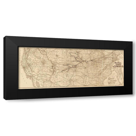 Chicago Kansas and Nebraska 1888 Black Modern Wood Framed Art Print with Double Matting by Vintage Maps