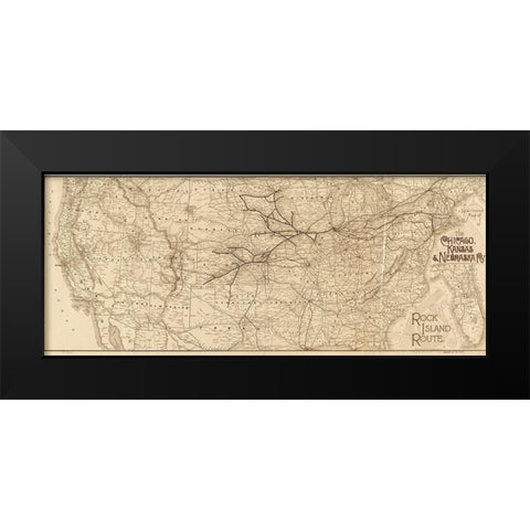 Chicago Kansas and Nebraska 1888 Black Modern Wood Framed Art Print by Vintage Maps