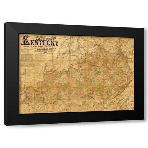 Kentucky 1862 Black Modern Wood Framed Art Print by Vintage Maps