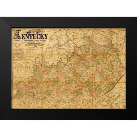 Kentucky 1862 Black Modern Wood Framed Art Print by Vintage Maps