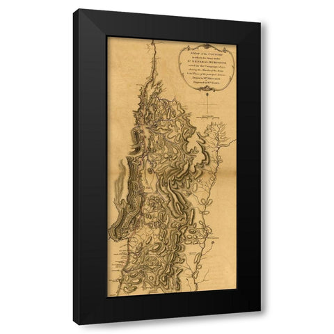 Expedition of General Burgoyne 1778 Black Modern Wood Framed Art Print by Vintage Maps