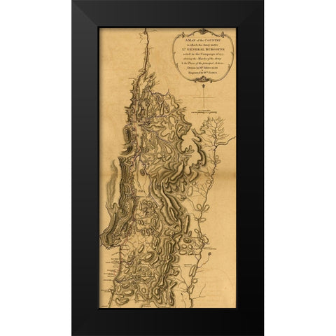 Expedition of General Burgoyne 1778 Black Modern Wood Framed Art Print by Vintage Maps