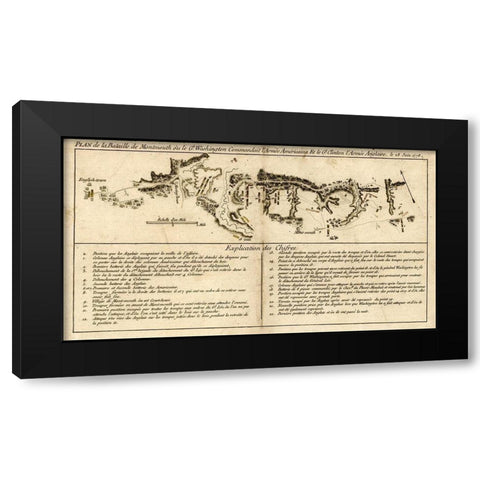 Battle of Monmouth New Jersey Freehold Black Modern Wood Framed Art Print with Double Matting by Vintage Maps