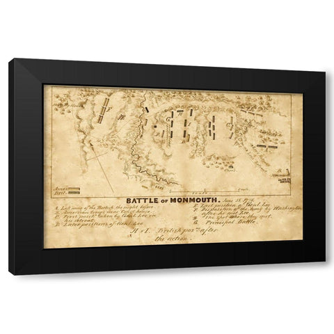 Battle of Monmouth New Jersey 1778 Black Modern Wood Framed Art Print by Vintage Maps