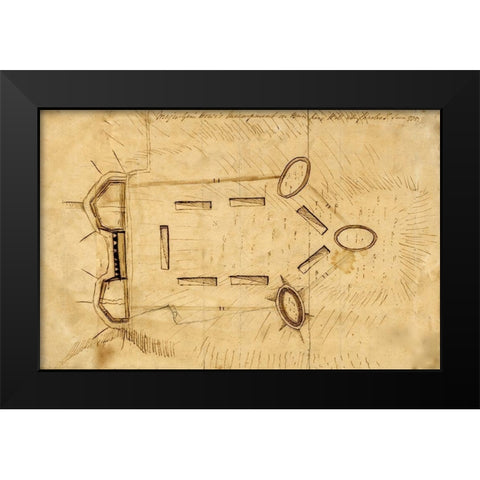 British Encampment under Howe at Bunker Hill 1775 Black Modern Wood Framed Art Print by Vintage Maps