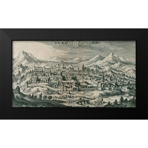 Antique Map of Jerusalem Black Modern Wood Framed Art Print by Vintage Maps