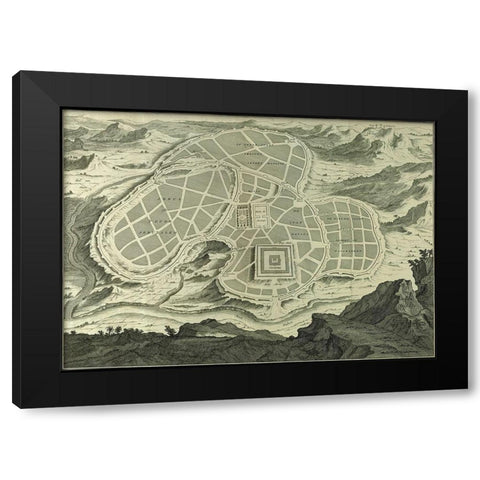Antique Map of Jerusalem Black Modern Wood Framed Art Print by Vintage Maps