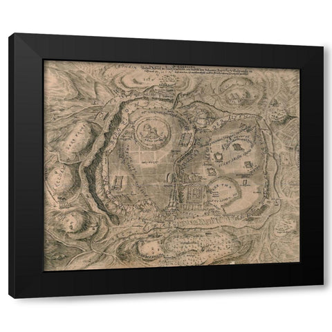 Antique Map of Jerusalem Black Modern Wood Framed Art Print with Double Matting by Vintage Maps
