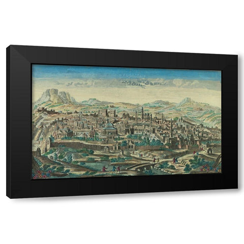 Antique Map of Jerusalem Black Modern Wood Framed Art Print with Double Matting by Vintage Maps