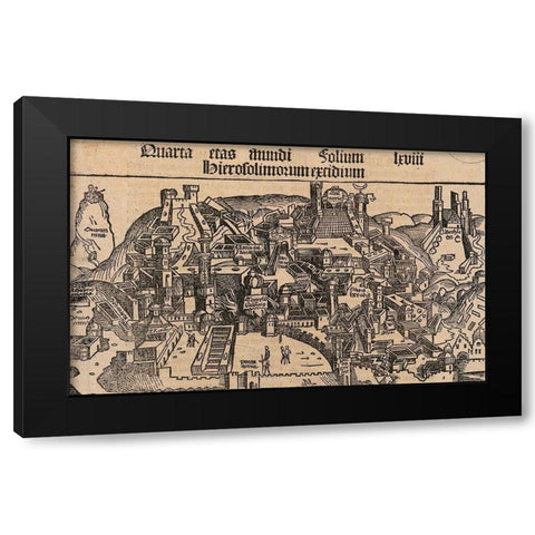 Antique Map of Jerusalem Black Modern Wood Framed Art Print with Double Matting by Vintage Maps