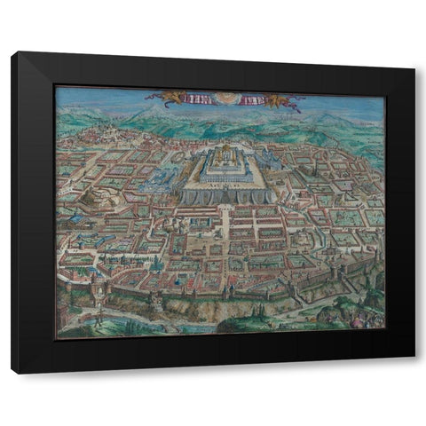 Antique Map of Jerusalem Black Modern Wood Framed Art Print by Vintage Maps