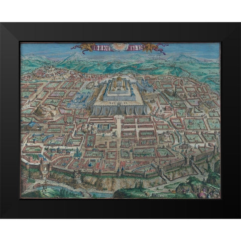 Antique Map of Jerusalem Black Modern Wood Framed Art Print by Vintage Maps