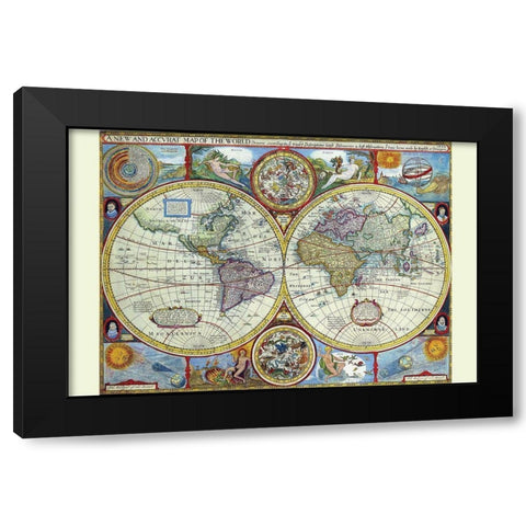 New and Accurate Map of the World a Stereographic Projection Black Modern Wood Framed Art Print with Double Matting by Speed, John
