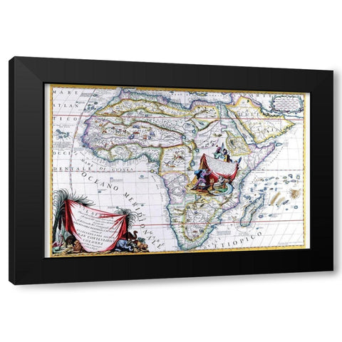 Africa Black Modern Wood Framed Art Print with Double Matting by Coronelli, Vincenzo
