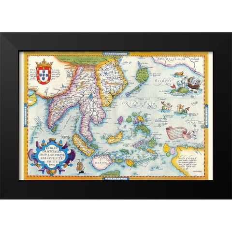 East Indies by Ortelius Black Modern Wood Framed Art Print by Ortelius, Abraham