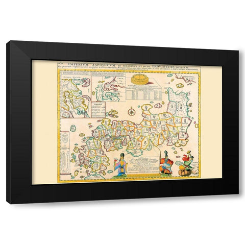 Prefectures and the Peoples of Japan Black Modern Wood Framed Art Print with Double Matting by Kaempfer, Engelbert