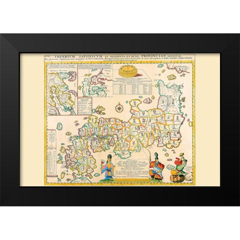 Prefectures and the Peoples of Japan Black Modern Wood Framed Art Print by Kaempfer, Engelbert
