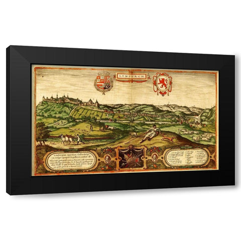 Limbourg Netherlands Black Modern Wood Framed Art Print by Hogenberg, Braun