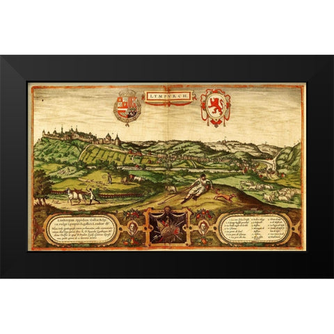Limbourg Netherlands Black Modern Wood Framed Art Print by Hogenberg, Braun