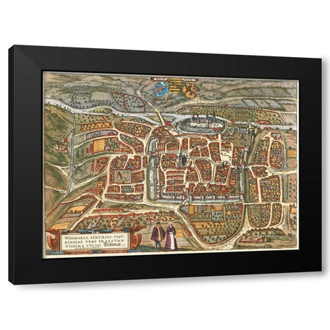 Weimar Germany Black Modern Wood Framed Art Print with Double Matting by Hogenberg, Braun
