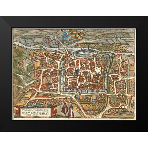 Weimar Germany Black Modern Wood Framed Art Print by Hogenberg, Braun