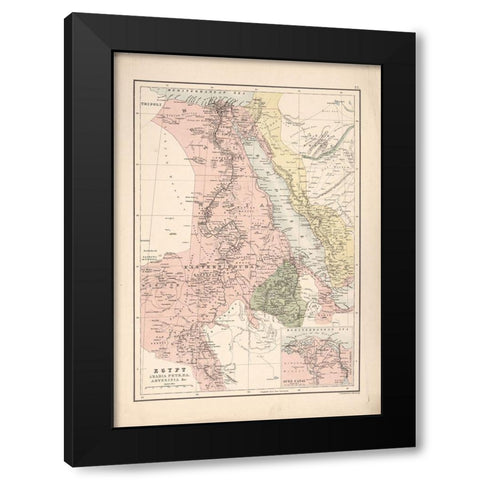Egypt Arabia Petra and Abyssinia 1885 Black Modern Wood Framed Art Print by Bartholomew, John George