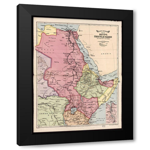 Nile Basin 1916 Black Modern Wood Framed Art Print with Double Matting by G W Bacon and Co