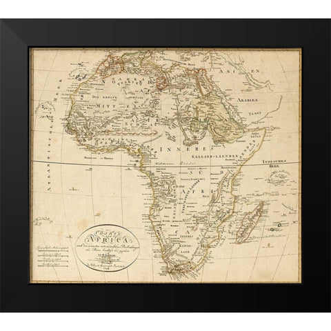 Africa 1804 Black Modern Wood Framed Art Print by Reinecke, JCM