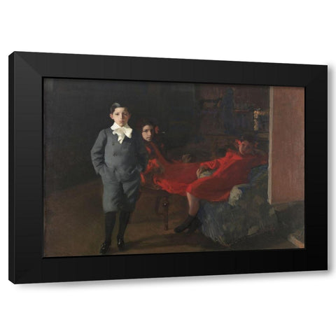 My children Black Modern Wood Framed Art Print with Double Matting by Sorolla, Joaquin