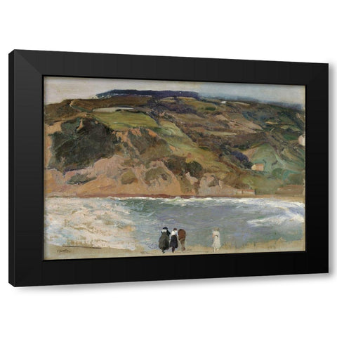 Breakwater of San Sebastian Black Modern Wood Framed Art Print with Double Matting by Sorolla, Joaquin