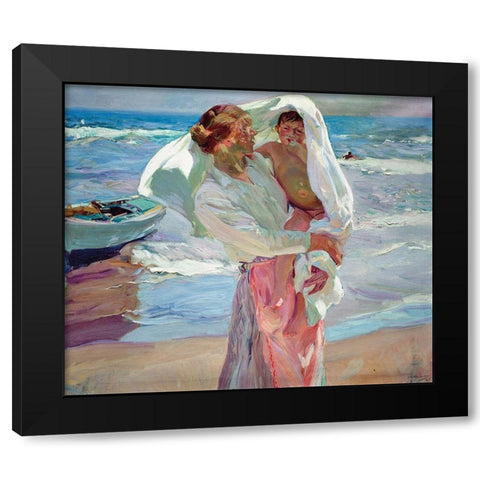 After Bathing Black Modern Wood Framed Art Print with Double Matting by Sorolla, Joaquin