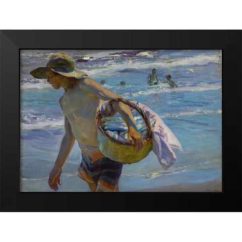 Bastida The Fisherman Black Modern Wood Framed Art Print by Sorolla, Joaquin