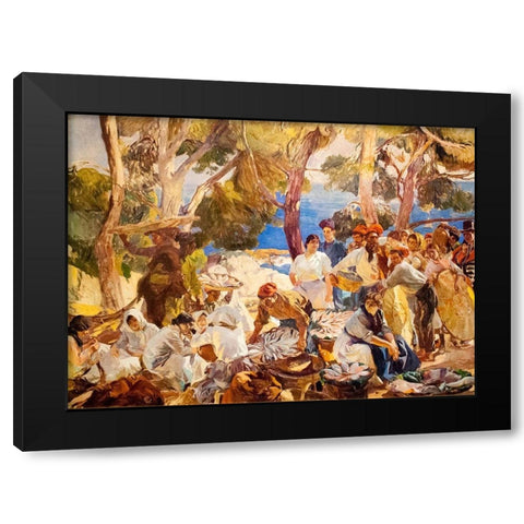 Catalonia Fish Black Modern Wood Framed Art Print with Double Matting by Sorolla, Joaquin