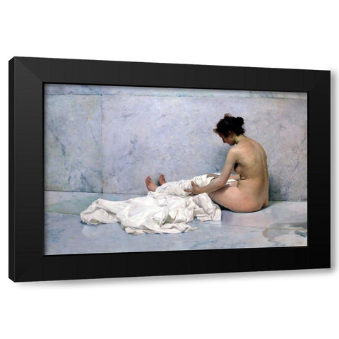 Naked Black Modern Wood Framed Art Print with Double Matting by Sorolla, Joaquin