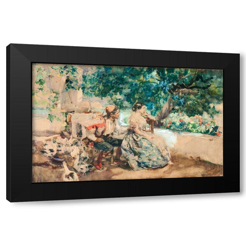 Summer cloud Black Modern Wood Framed Art Print with Double Matting by Sorolla, Joaquin