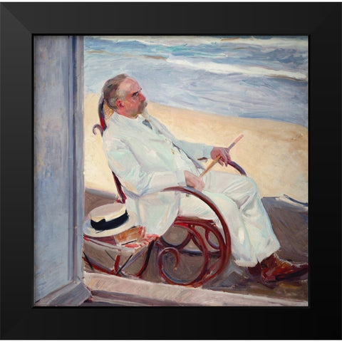 Antonio GarcÃa at the Beach Black Modern Wood Framed Art Print by Sorolla, Joaquin