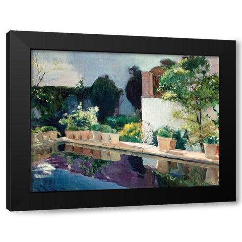 Royal Gardens in Seville Black Modern Wood Framed Art Print with Double Matting by Sorolla, Joaquin