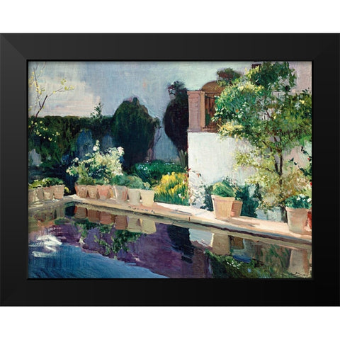 Royal Gardens in Seville Black Modern Wood Framed Art Print by Sorolla, Joaquin