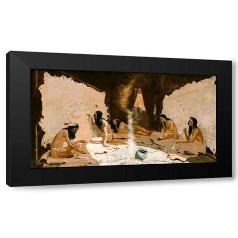 Historians of the Tribe Black Modern Wood Framed Art Print with Double Matting by Remington, Frederic