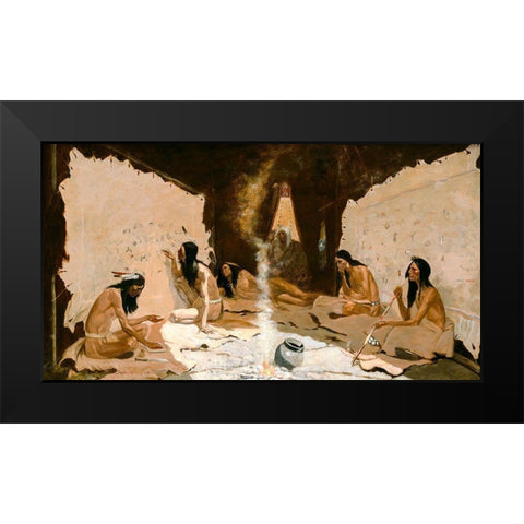 Historians of the Tribe Black Modern Wood Framed Art Print by Remington, Frederic