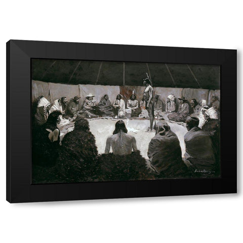 I Will Tell the White Man Black Modern Wood Framed Art Print with Double Matting by Remington, Frederic