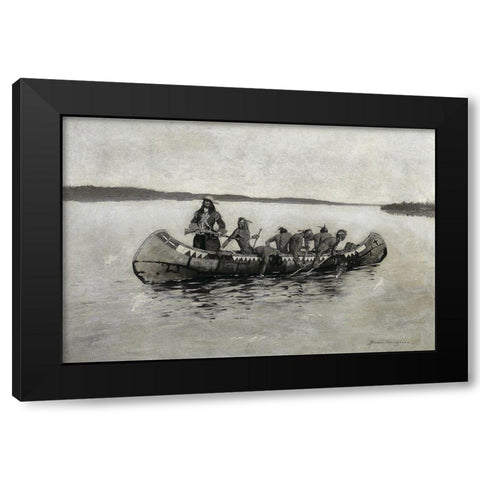 This Was a Fatal Embarkation Black Modern Wood Framed Art Print with Double Matting by Remington, Frederic