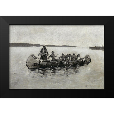 This Was a Fatal Embarkation Black Modern Wood Framed Art Print by Remington, Frederic